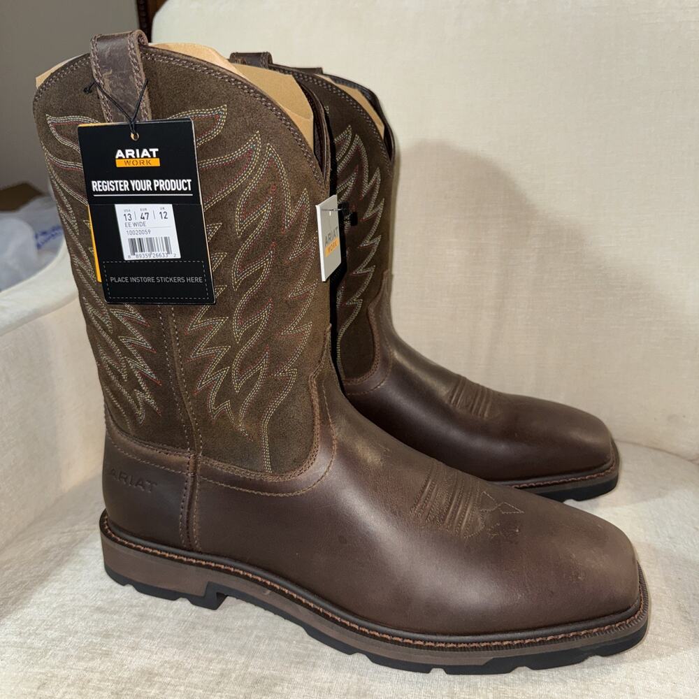 Ariat Mens Groundbreaker Soft Toe Western Boots 10020059 Brown 13EE Wide BNIB